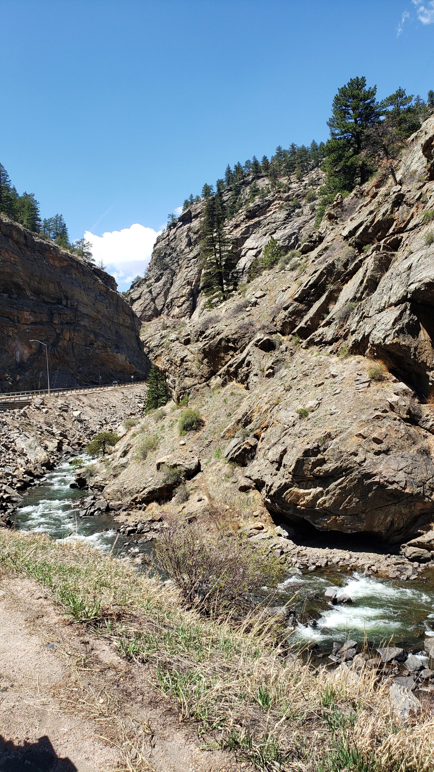 Snowmelt in Clear Creek Canyon on a beautiful spring day in Golden, Colorado